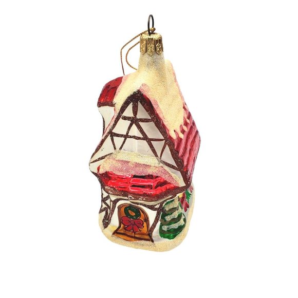 Blown Mercury Glass Christmas Ornament House 4 1/2" Vintage Radko Christmas - Picture 7 of 7